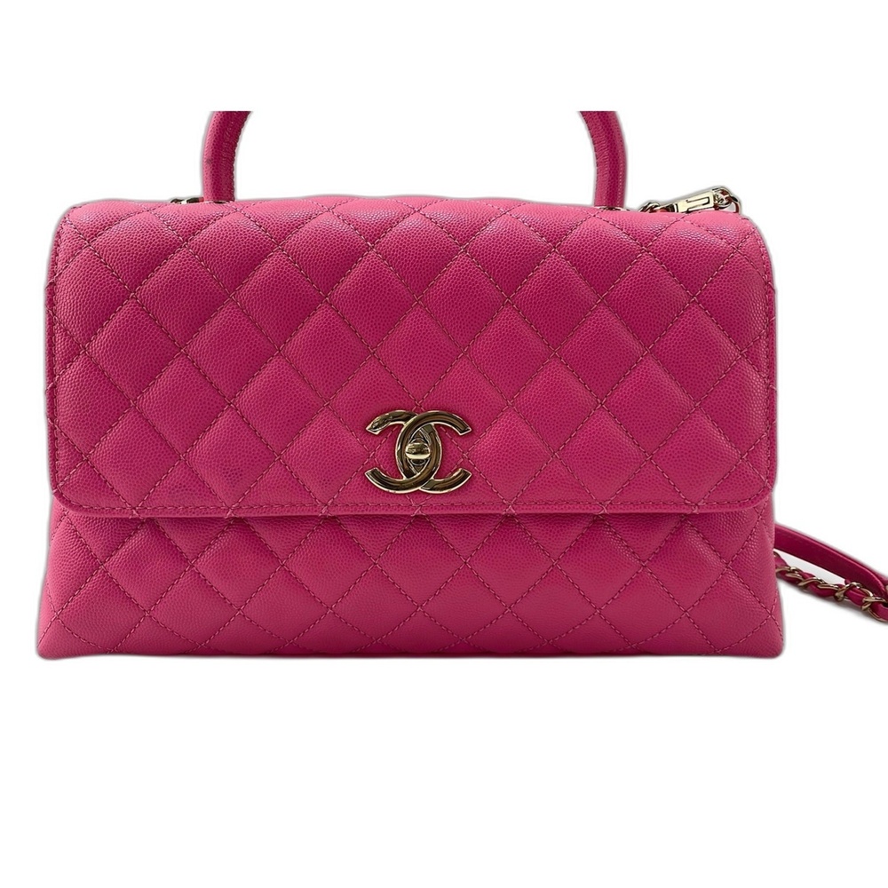 CHANEL Coco Handle Matelassé Handbag Pink